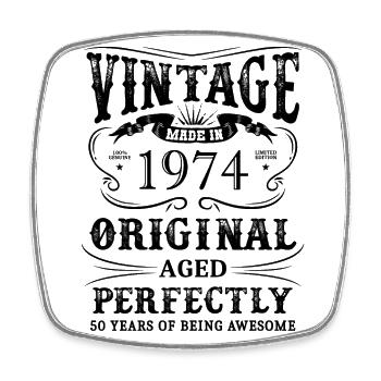 Vintage Made In 1974 50 Years Of Being Awesome - Square fridge magnet - white - Front