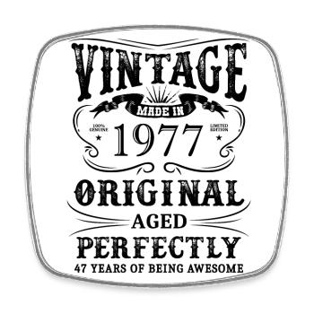 Vintage Made In 1977 47 Years Of Being Awesome - Square fridge magnet - white - Front