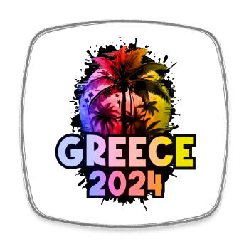 Greece 2024 Holiday Colorful - Square fridge magnet - white - Front