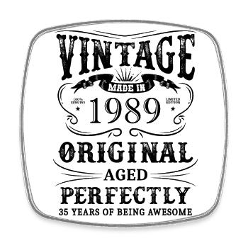 Vintage Made In 1989 35 Years Of Being Awesome - Square fridge magnet - white - Front