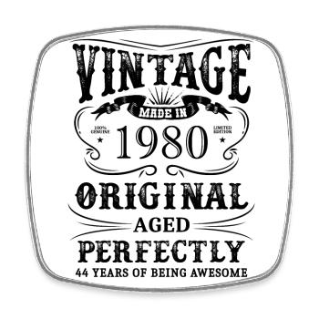 Vintage Made In 1980 44 ans d’être génial - Magnet carré - blanc - Devant