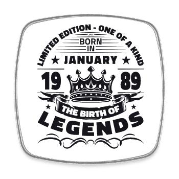 35th Birthday January Vintage Legendary Since 1989 - Square fridge magnet - white - Front