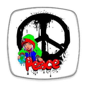 peace in our world for our children - Square fridge magnet - white - Front
