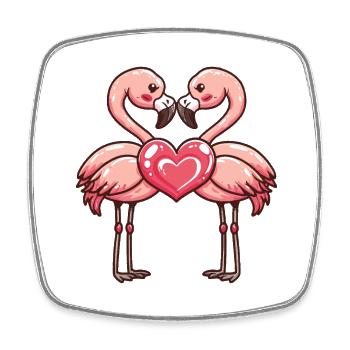 Flamant rose Couple En Amour Oiseau Saint Valentin - Magnet carré - blanc - Devant