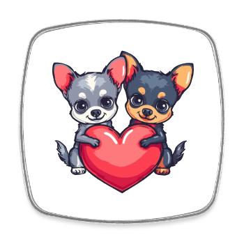 Chihuahua Dogs Couple In Love Valentine's Day - Square fridge magnet - white - Front