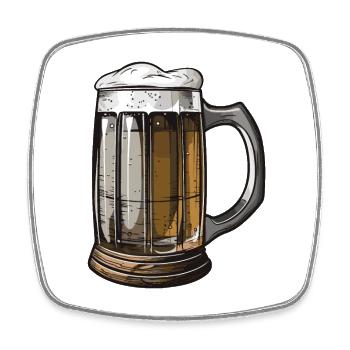 Beer Booze Malt Symbol - Square fridge magnet - white - Front