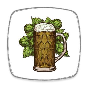 Beer glass, hops, malt, beer - Square fridge magnet - white - Front