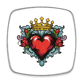 Herz Krone Liebe - Viereckiger Kühlschrankmagnet - Weiß - Vorne