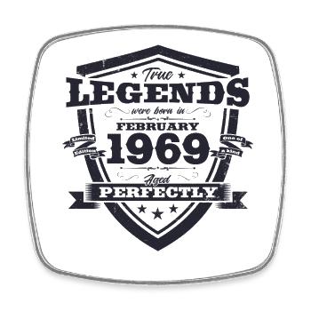 55th Birthday February Vintage 1969 Man Legend - Square fridge magnet - white - Front