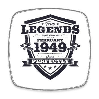 75th Birthday February Vintage 1949 Man Legend - Square fridge magnet - white - Front