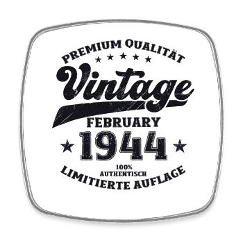 80e anniversaire mari Vintage février Vintage 1944 - Magnet carré - blanc - Devant