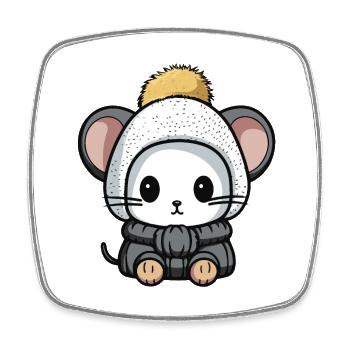 Maus Tier Baby Comic - Viereckiger Kühlschrankmagnet - Weiß - Vorne