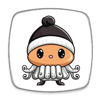 Oktopus Tier Baby Comic - Viereckiger Kühlschrankmagnet - Weiß - Vorne