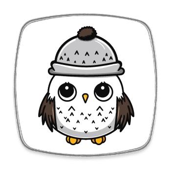 Owl Animal Baby Comic - Square fridge magnet - white - Front