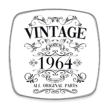 60th Birthday Man Woman Vintage 1964 Vintage - Square fridge magnet - white - Front
