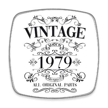 45. Geburtstag Frau / Mann Vintage Jahrgang 1979 - Viereckiger Kühlschrankmagnet - Weiß - Vorne