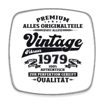 45. Geburtstag Frau / Mann Vintage Jahrgang 1979 - Viereckiger Kühlschrankmagnet - Weiß - Vorne