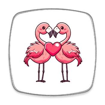 Flamant rose Couple Amour Couple Amoureux - Magnet carré - blanc - Devant