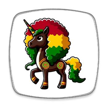 Mélanine Licorne Fille Noire Magie - Magnet carré - blanc - Devant