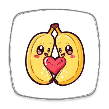 Banane Couple Amour Coeur Drôle - Magnet carré - blanc - Devant