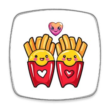 Frites Couple Amour Coeur Drôle - Magnet carré - blanc - Devant