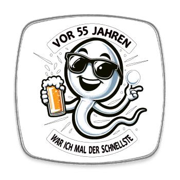 55 years ago, I was the fastest - Square fridge magnet - white - Front