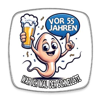 Vor 55 Jahren War Ich Schnellste - Viereckiger Kühlschrankmagnet - Weiß - Vorne