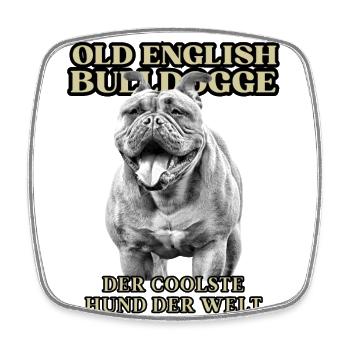 OLD ENGLISH BULLDOGGE Hund HUNDE BULLDOGGEN - Viereckiger Kühlschrankmagnet - Weiß - Vorne