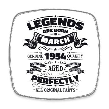 70th Birthday Legendary Since March Born in 1954 - Square fridge magnet - white - Front