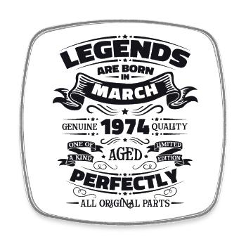 50th Birthday Legendary Since March Born in 1974 - Square fridge magnet - white - Front