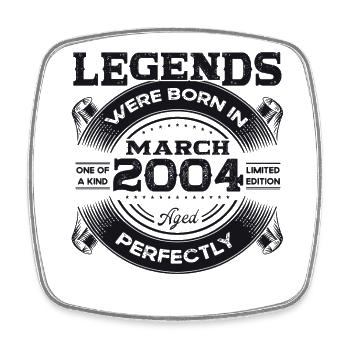 20e anniversaire Légendaire depuis mars Né en 2004 - Magnet carré - blanc - Devant