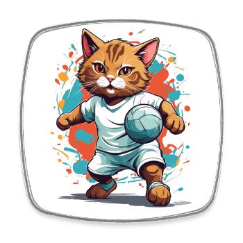 Handball Cat Esthétique Streetwear - Magnet carré - blanc - Devant