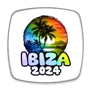 Ibiza 2024 Palm Trees Colorful - Square fridge magnet - white - Front