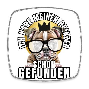 PRINCES FOUND - BULLDOG dog DOGS - Square fridge magnet - white - Front