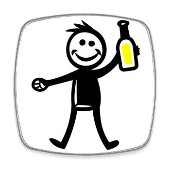 Boire une bouteille de bière - Magnet carré - blanc - Devant