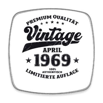55. Geburtstag Mann April Jahrgan1969 Vintage - Viereckiger Kühlschrankmagnet - Weiß - Vorne