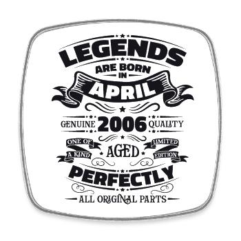 18. Geburtstag Mann Legende April Jahrgang 2006 - Viereckiger Kühlschrankmagnet - Weiß - Vorne