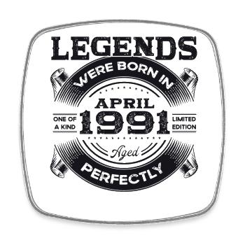 33rd Birthday Man Legend April Vintage 1991 - Square fridge magnet - white - Front