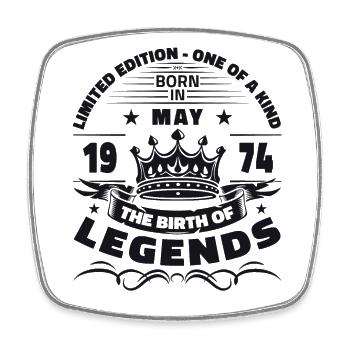 50th Birthday Man Legend May Vintage 1974 - Square fridge magnet - white - Front