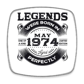 50th Birthday Man Legend May Vintage 1974 - Square fridge magnet - white - Front