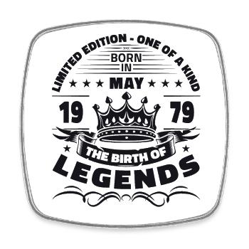 Birthday 1979 May 1979 Vintage 1979 Legend 79 - Square fridge magnet - white - Front
