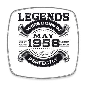 Legends May 1958 Vintage 1958 Birthday 1958 - Square fridge magnet - white - Front