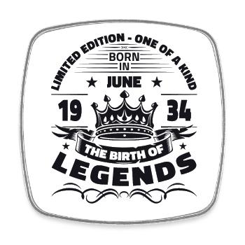 Legende Juni 1934 Jahrgang 1934 Geburtstag 1934 - Viereckiger Kühlschrankmagnet - Weiß - Vorne