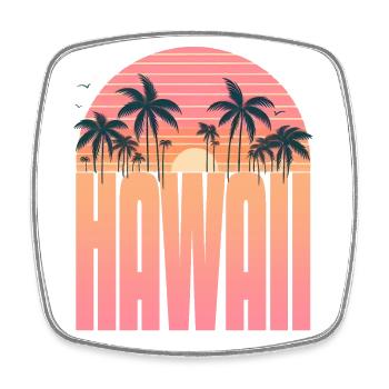 Tropical Sunset Serenity: the Aloha Spirit, Hawaii - Square fridge magnet - white - Front