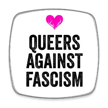 LES QUEERS CONTRE LE FASCISME - Magnet carré - blanc - Devant