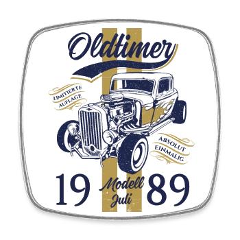35. Geburtstag Oldtimer Juli 1989 Jahrgang 1989 - Viereckiger Kühlschrankmagnet - Weiß - Vorne