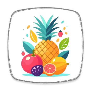 Fruit in flat design - Square fridge magnet - white - Front
