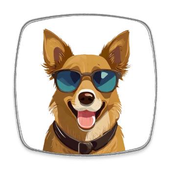Dog with sunglasses - Square fridge magnet - white - Front