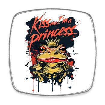 Embrasse-moi, je suis une princesse drôle de grenouille - Magnet carré - blanc - Devant