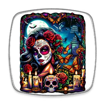 Lebendiges Design für die Feier des Día de Muertos - Viereckiger Kühlschrankmagnet - Weiß - Vorne